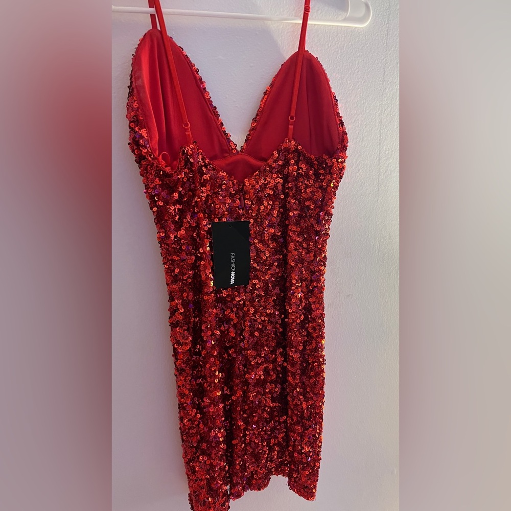 NWT SOLD OUT Red Sequin “Call Me Princess” Sequin Mini Dress Fashion Nova Small - Picture 15 of 15